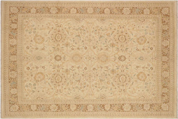 handmade Traditional Kafkaz Chobi Ziegler Beige Brown Hand Knotted RECTANGLE 100% WOOL area rug 9 x 12